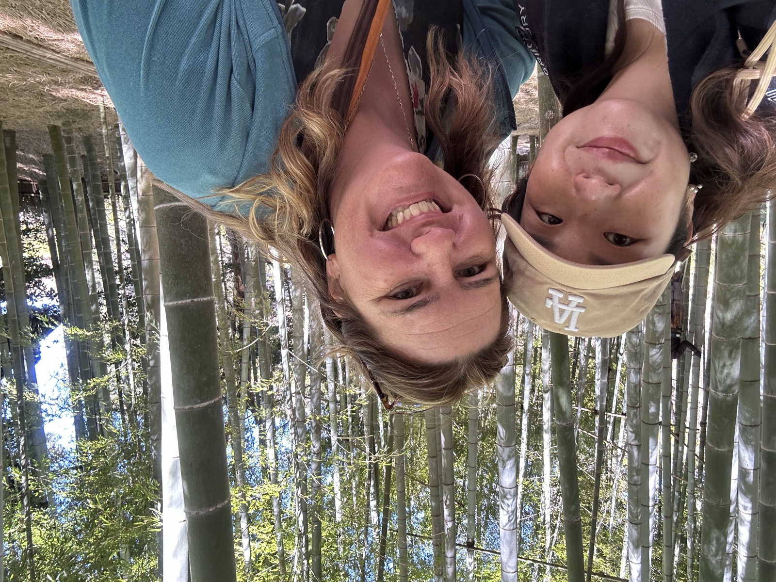 Guest and guide in a bamboo grove