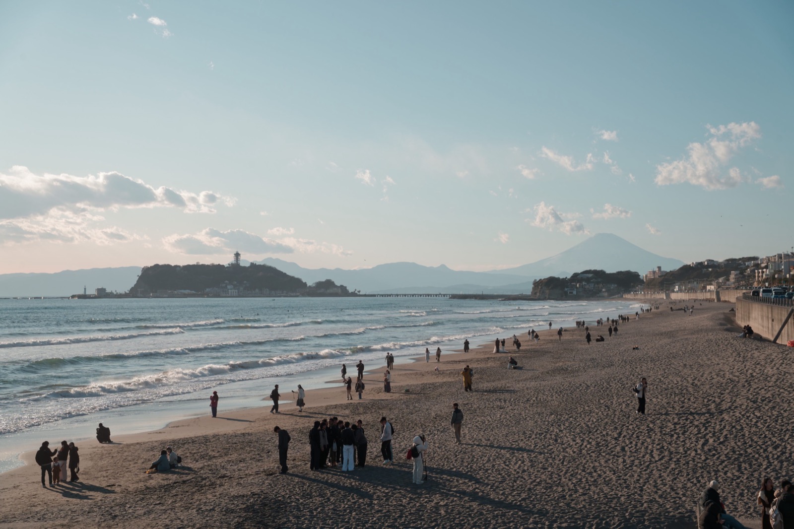 The beach near Enoshima in the late afternoon