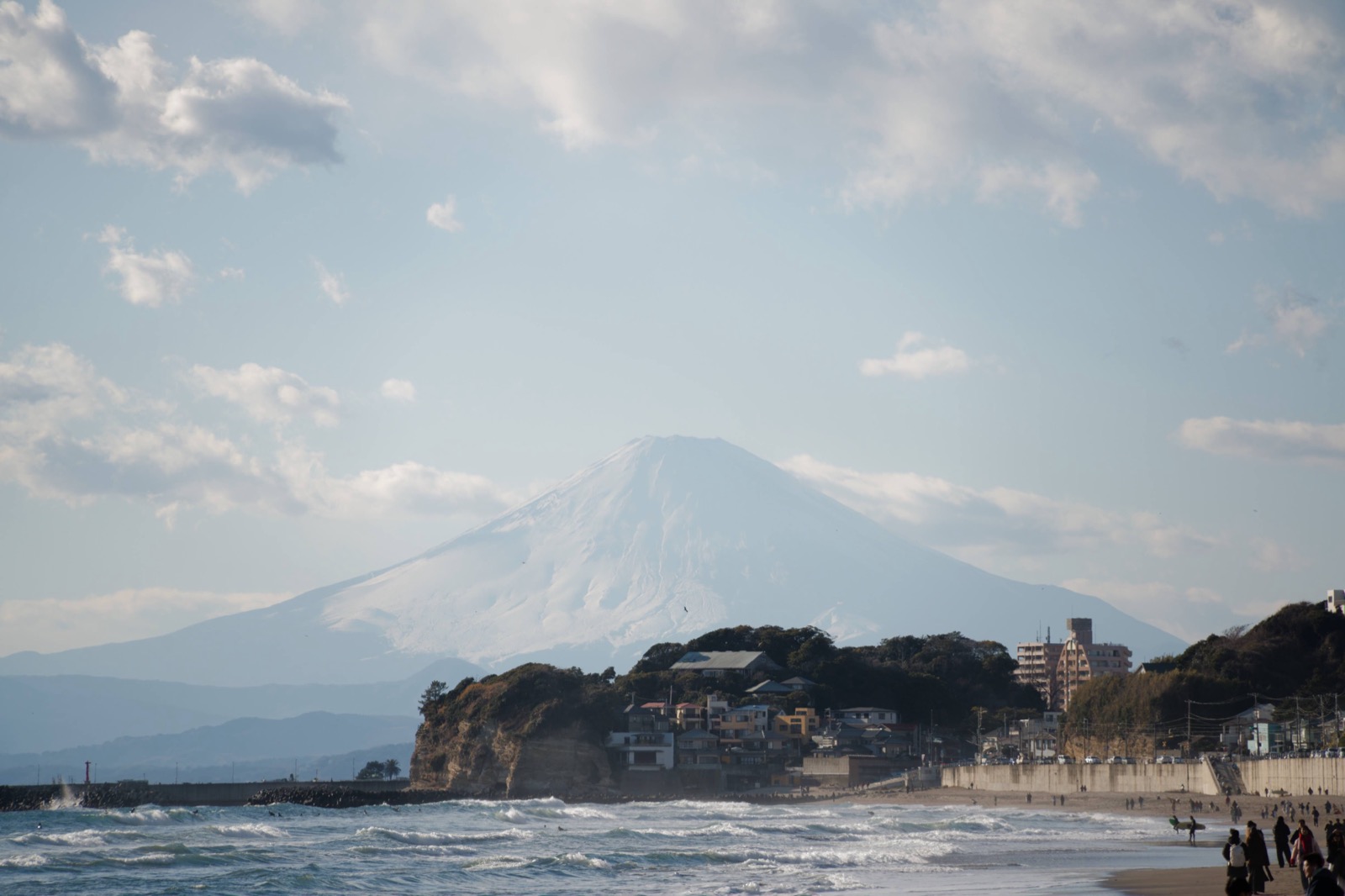 Mount Fuji seen from the coast near Enoshima